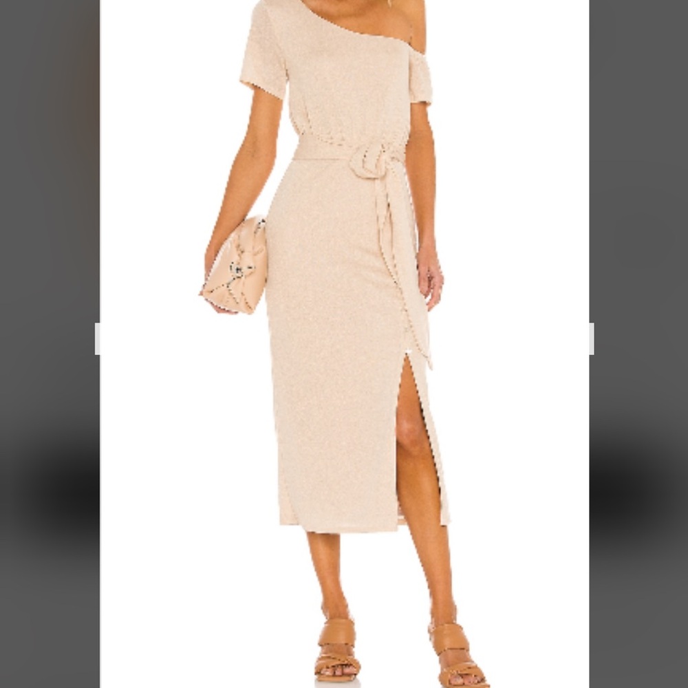 Revolve Elegant Cream Off-Shoulder Dress